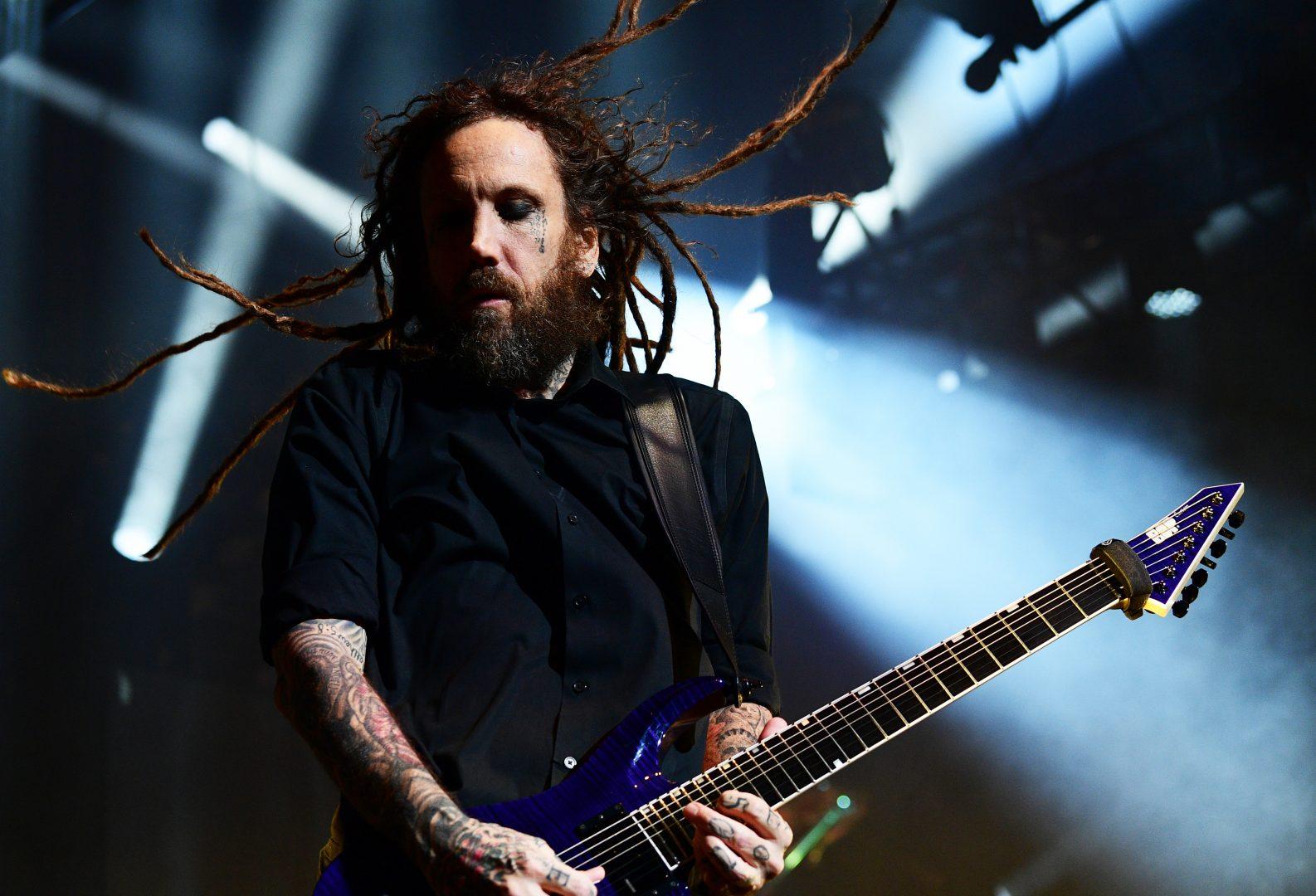 Brian Welch of Korn performs on stage during a concert, Friday night at Blossom Music Center. (David Dermer/Special to the Plain Dealer)