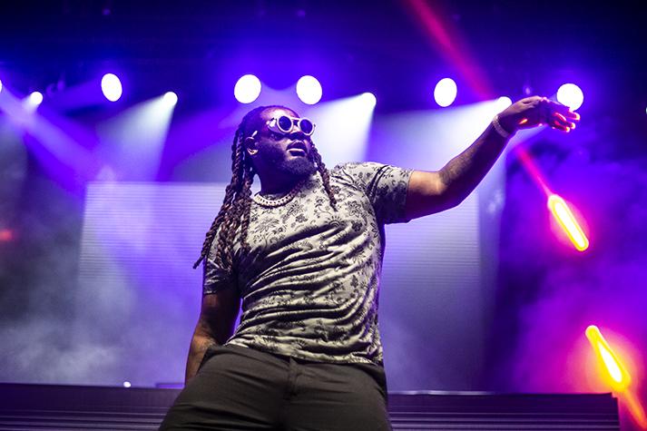 Multi-Grammy Award winner T-Pain performs at the Fresno State Big Show, one of the homecoming events, at the Save Mart Center on Wednesday, Oct. 23, 2019. (Larry Valenzuela/ The Collegian)
