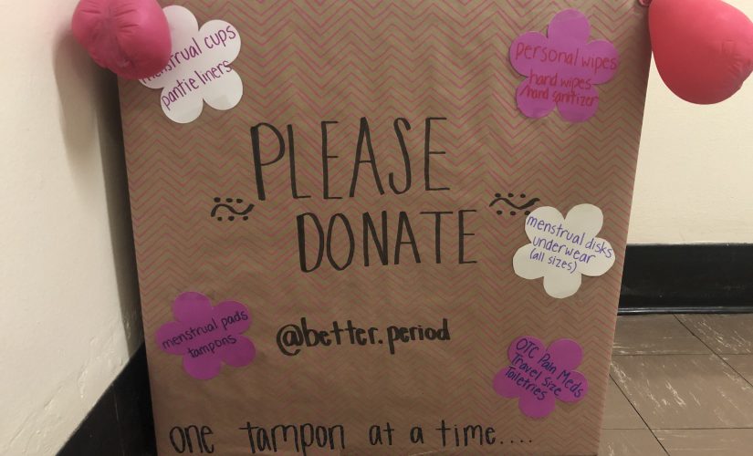 The+donation+drive%2C+Better+Period%2C+kicked+off+on+Oct.+1+with+decorative+donation+boxes+that+are+located+around+campus.+%28Marilyn+Castaneda%2FThe+Collegian%29+