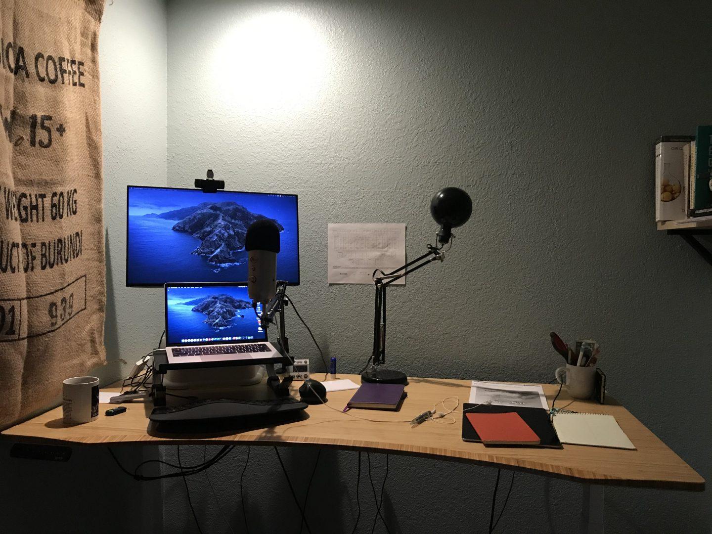 Hubert Muchalski, assistant professor and lab coordinator in organic chemistry, will be working from home for the fall 2020 semester. The photo above is the work space he has created for teaching virtually. (Provided by Hubert Muchalski)
