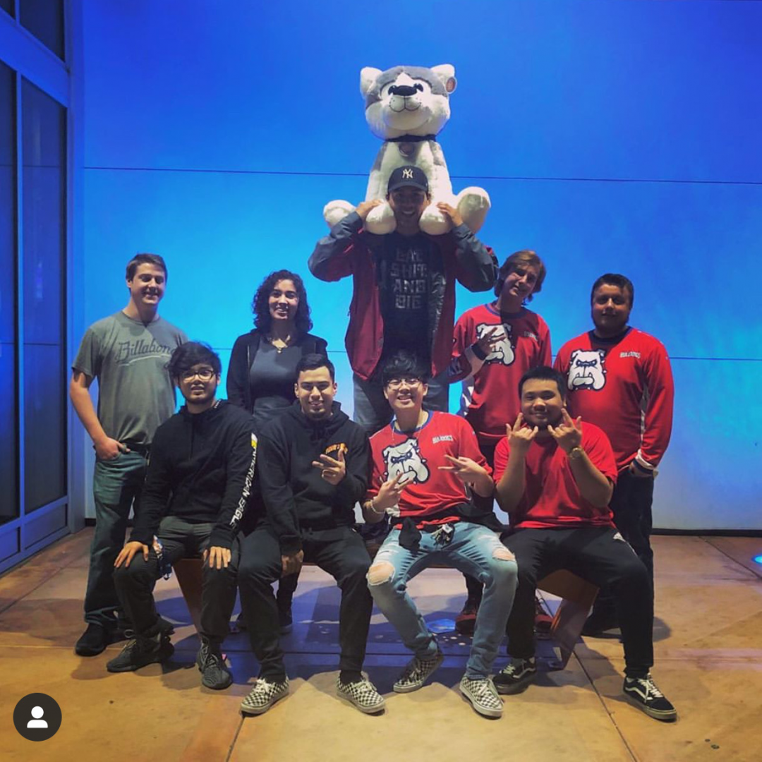 Fresno State’s Overwatch team outside a Dave and Busters during a team outing. (Courtesy Fresno State Overwatch Team) 
