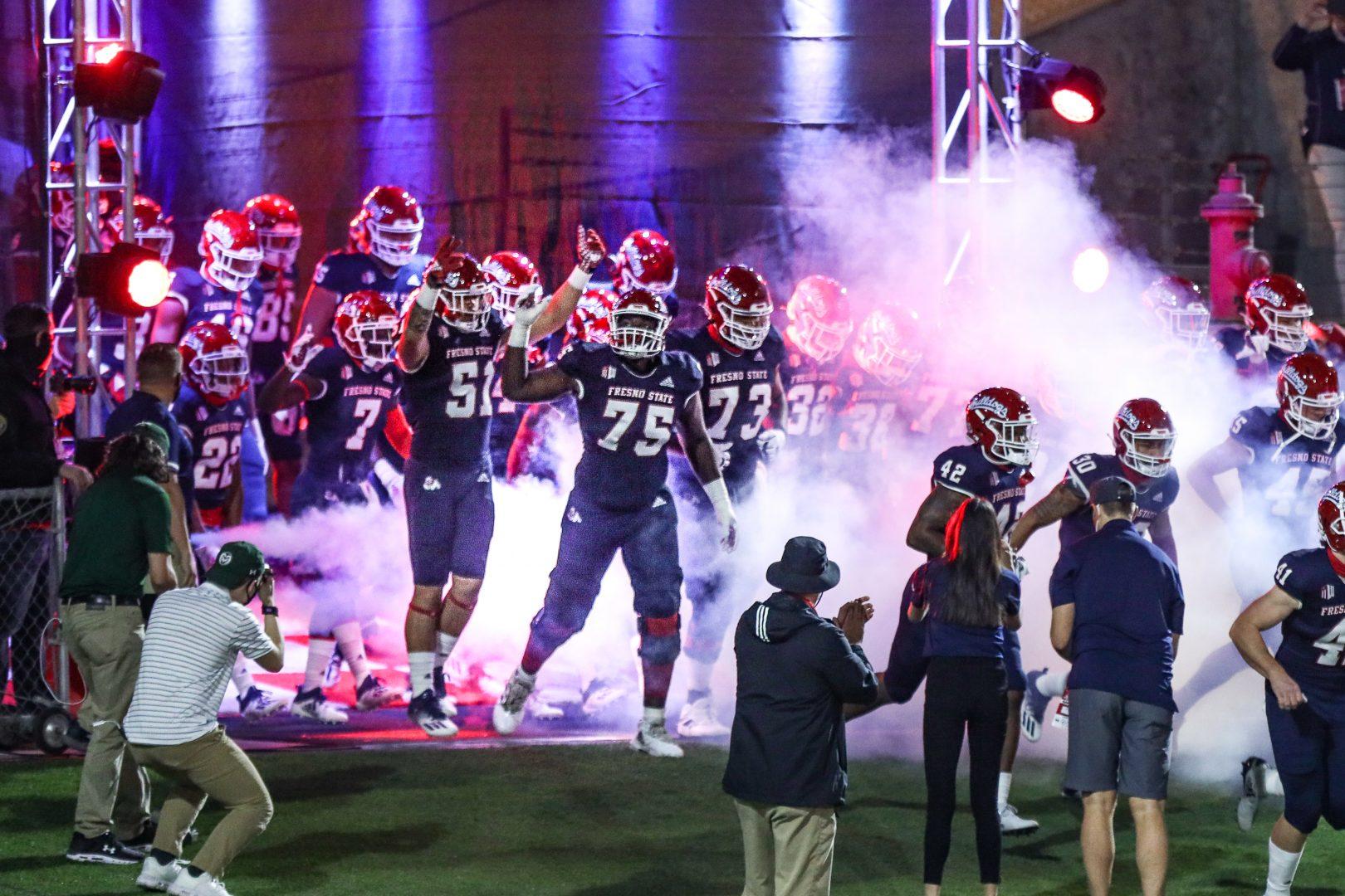 Fresno State entering its second game against the Colorado State Rams on October 29, 2020, at Bulldog Stadium. (Vendila Yang/ The Collegian)