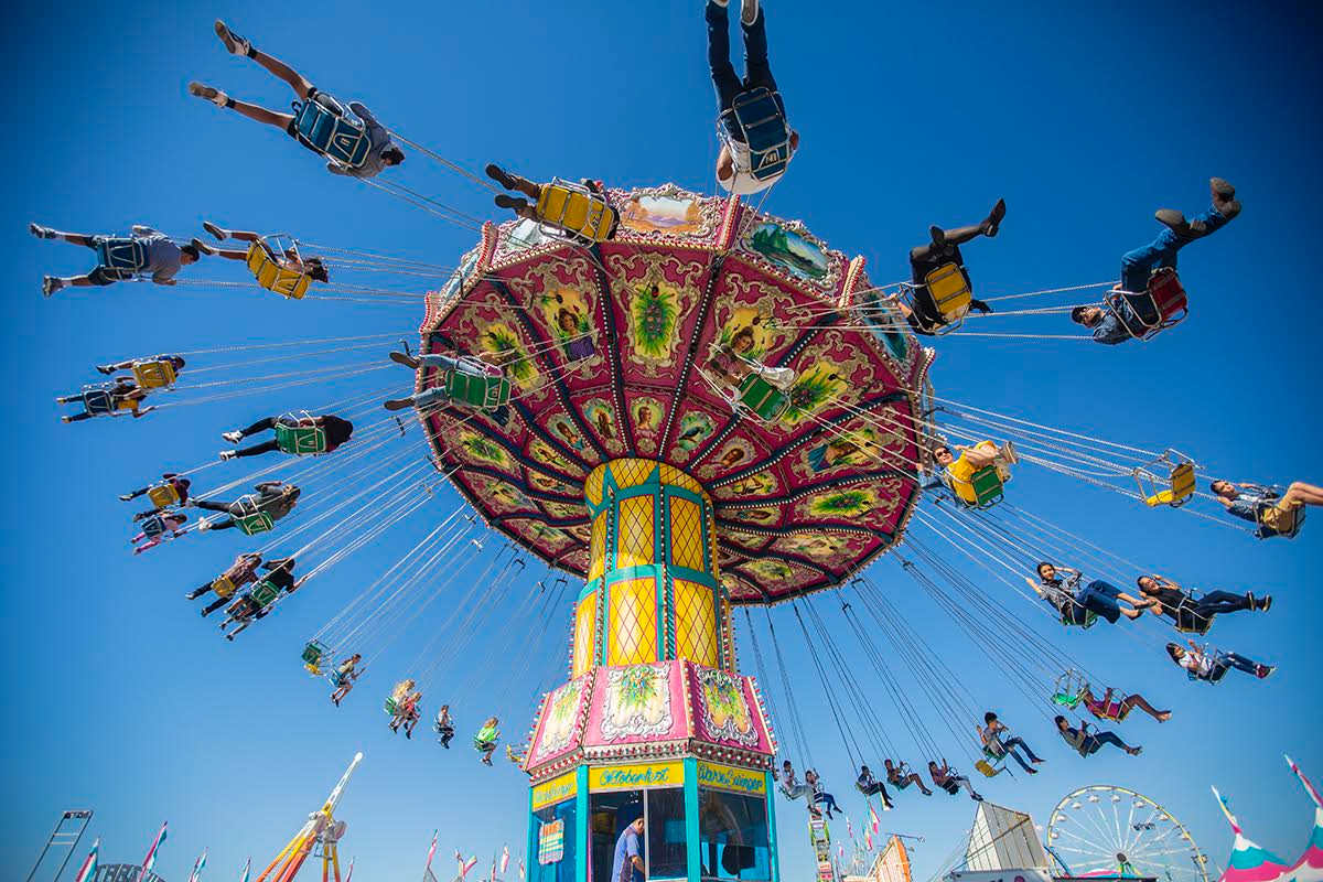 The swing ride at the 136th annual Big Fresno Fair on Saturday, Oct. 5, 2019. (Larry Valenzuela/ The Collegian)
