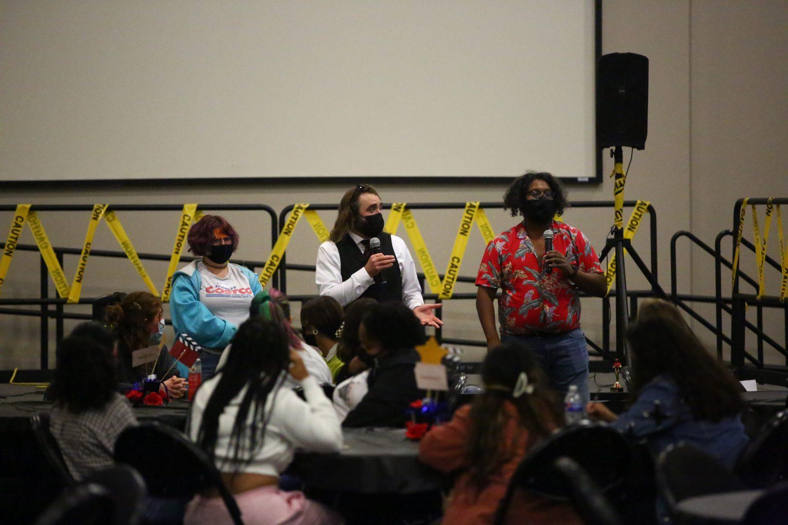The Mission IMPROVable Comedy Team hosted the Hollywood Murder Mystery event to help students de-stress during exams (Adam Solis/The Collegian).