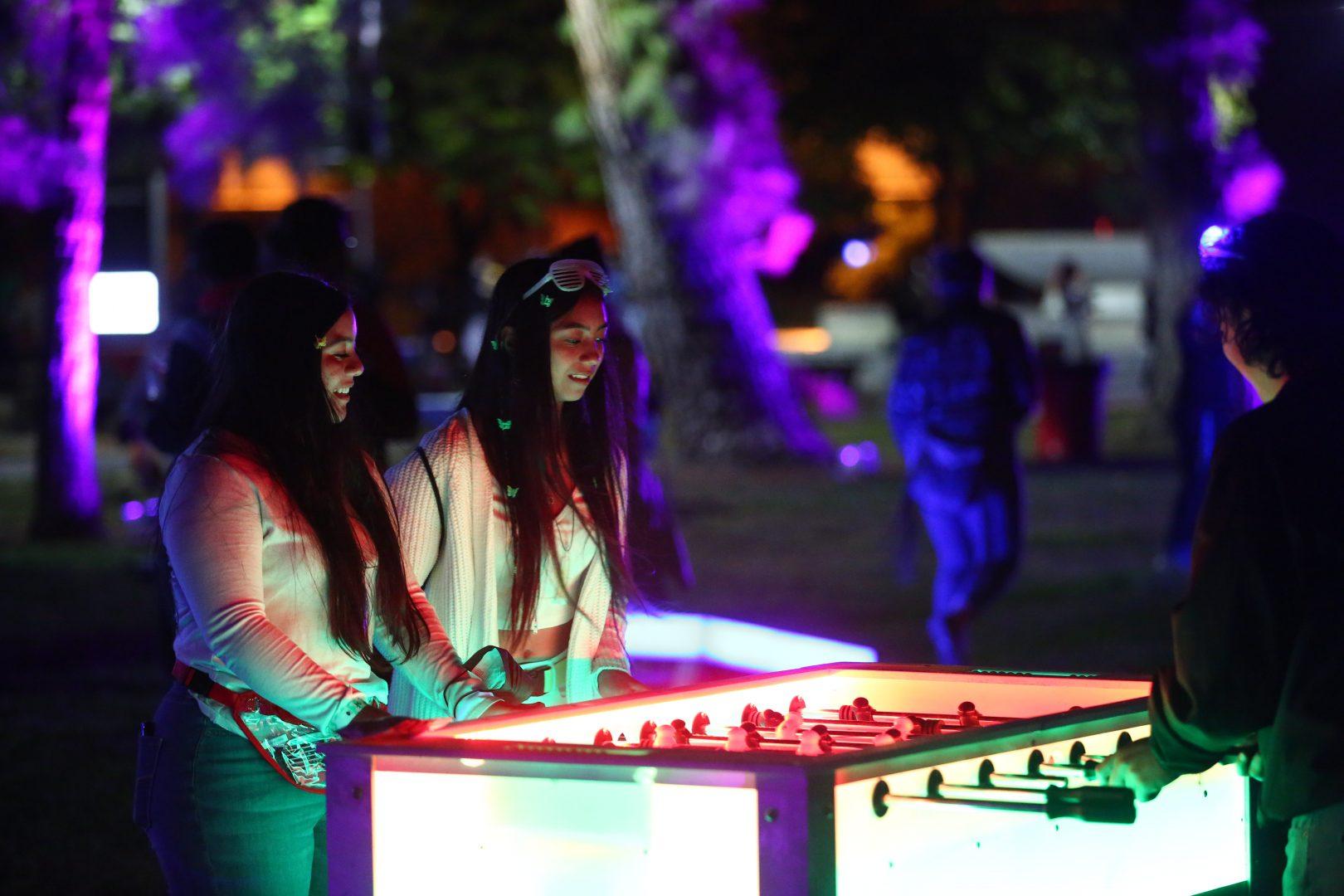 Lets Glow Crazy attendees play a game together during the event. (Adam Ricardo Solis/The Collegian)