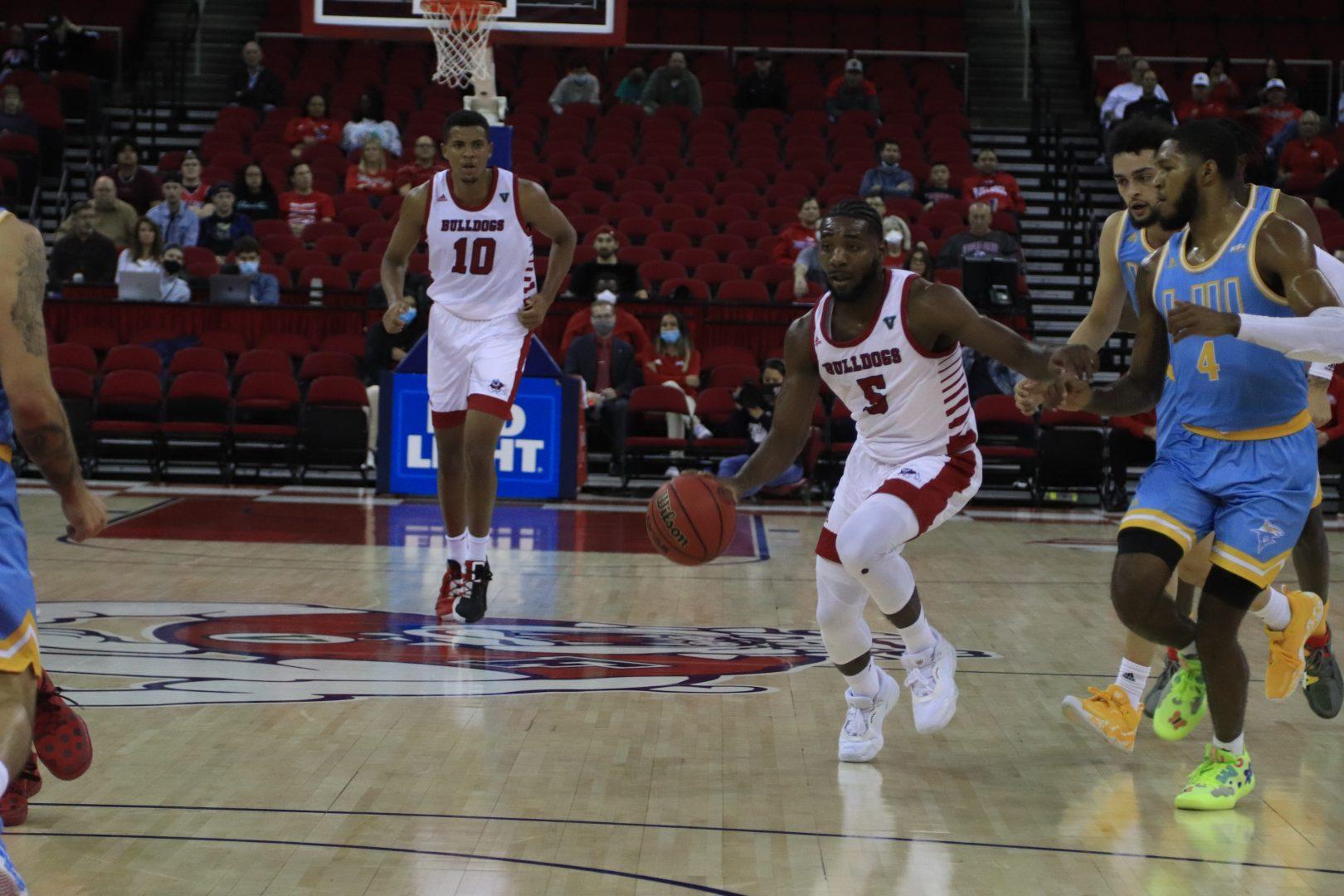 Fresno State guard Jordan Campbell drives in for a layup against Long Island University on Friday, Nov. 12, at Save Mart Center. (Melina Kazanjian/The Collegian)