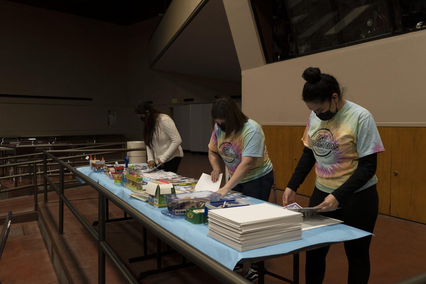 Organizers set up for the Create Your Own Vision Board event. (Wyatt Bible/The Collegian)