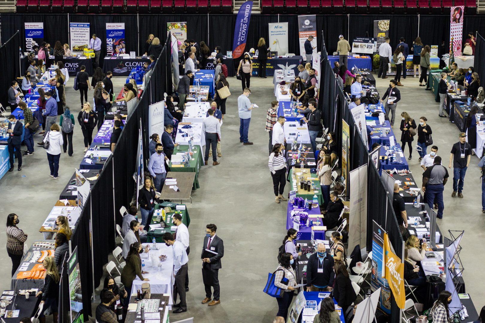 Over 160 companies and 60 school districts joined the Career and Internship Fair at the Save Mart Center on March 9, 2022.