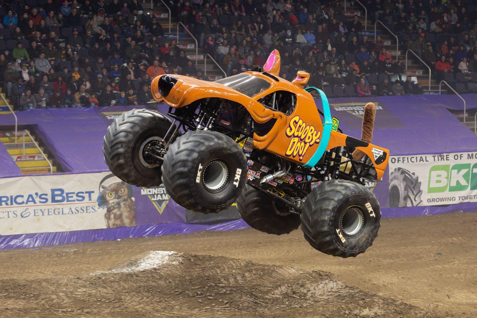 The truck Cozad drives, Scooby-Doo, is named and modeled after the iconic cartoon character. (Courtesy of Monster Jam)