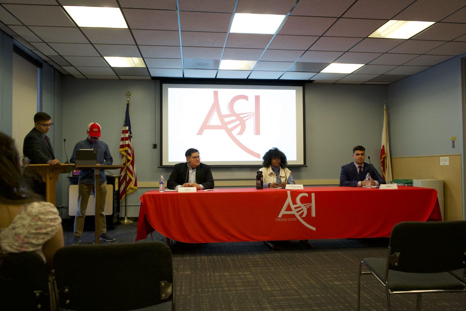 Candidates gathered in the 2022 ASI presidential debate on March 18, 2022. A second ASI presidential debate for the special election is on April 26 in the University Student Union at 11 a.m.(Wyatt Bible/ The Collegian)