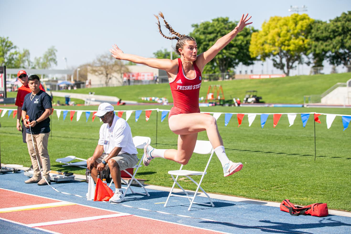 Rachela Pace set a new personal record in triple jump at the West Coast Relays April 1, 2022. (Photo courtesy of Fresno State Athletics)