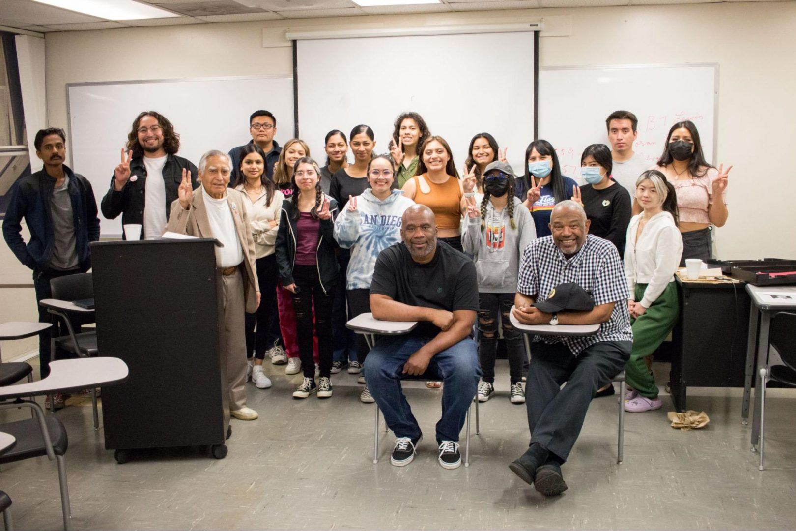 Fresno State professor Sudarshan Kapoor held a discussion in his classroom about gun violence on April 27, 2022. (Julia Espinoza/The Collegian)
