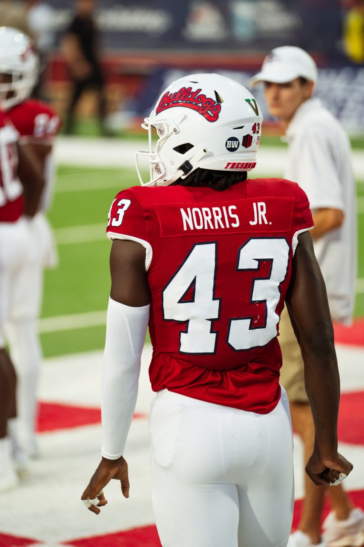 Morice Norris Jr. before the game against Oregon State. (Blake Wolf/ The Collegian)
