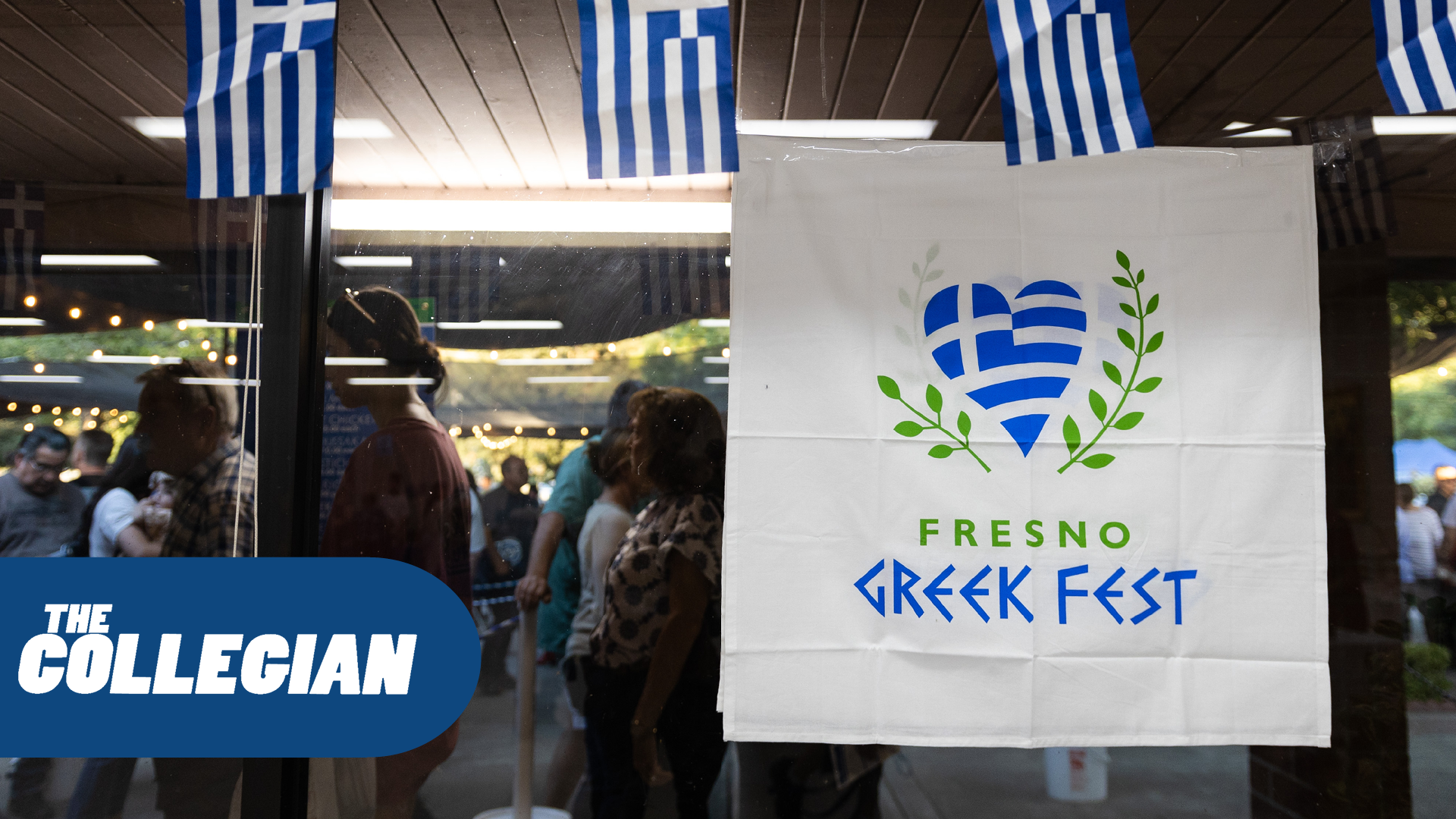 A sign promoting Greek Fest located in the main dining hall of the event. (Carlos Rene Castro/The Collegian)
