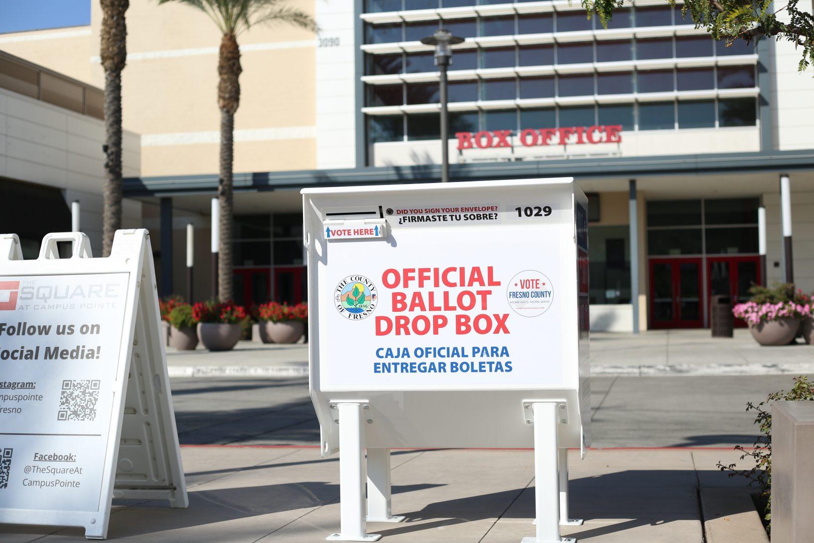 Students in Fresno County can submit their ballots in the drop-off location at Campus Pointe. (Wyatt Bible/The Collegian)