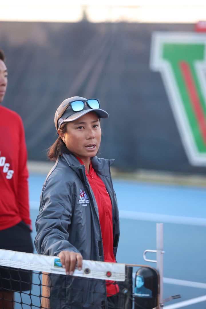 Fresno State Women’s Tennis Head Coach Denise Dy during practice on Oct. 19.
(Marcos Acosta/ The Collegian)