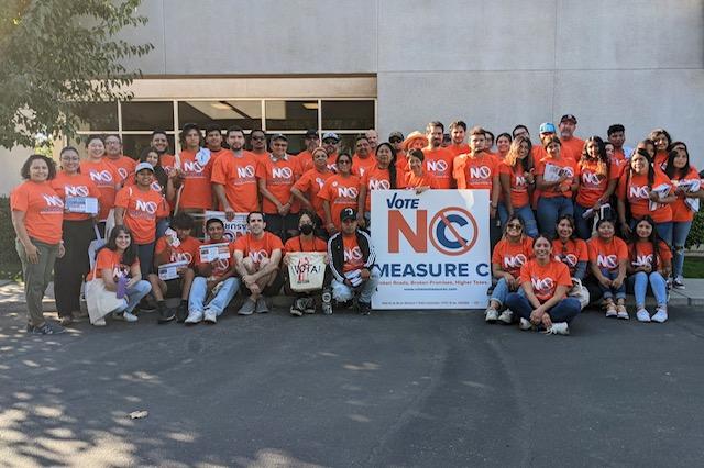 Veronica Garibay poses with volunteers canvassing against Measure C. (Courtesy of Veronica Garibay)