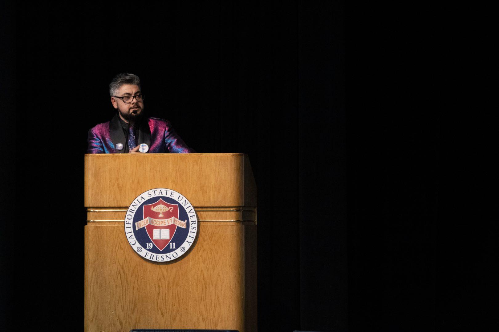 Zayn Anthony spoke at the Transgender Remembrance Day event hosted in the SSU as part of a collaboration between the CCGC, the Department of Womens, Gender & Sexualities Studies and Trans-E-Motion. (Diego Vargas/The Collegian)