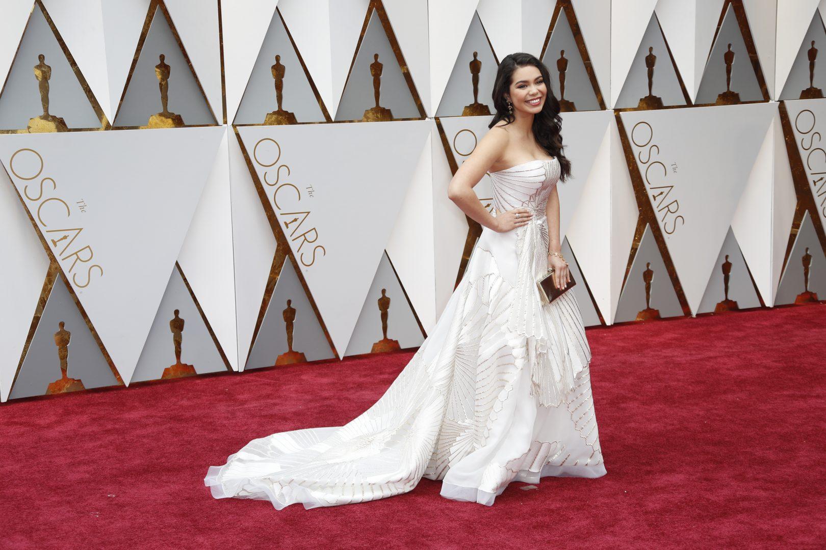 Lead actress Aulii Cravalho arrives at the 89th Academy Awards on Sunday, Feb. 26, 2017, at the Dolby Theatre at Hollywood & Highland Center in Hollywood. (Jay L. Clendenin/Los Angeles Times/TNS)
