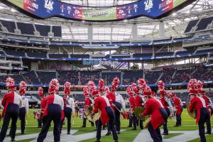 The Fresno State Marching Band performs during halftime of the Jimmy Kimmel LA Bowl at SoFi Stadium. (Diego Vargas/The Collegian)