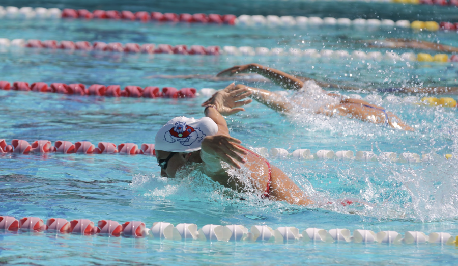 Senior Athena Clayson swims during the Chick-Fil-A Invitational. 