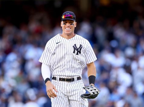 Aaron Judge of the New York Yankees celebrates a 7-5 against the Boston Red Sox at Yankee Stadium on Saturday, Sept. 24, 2022, in New York.