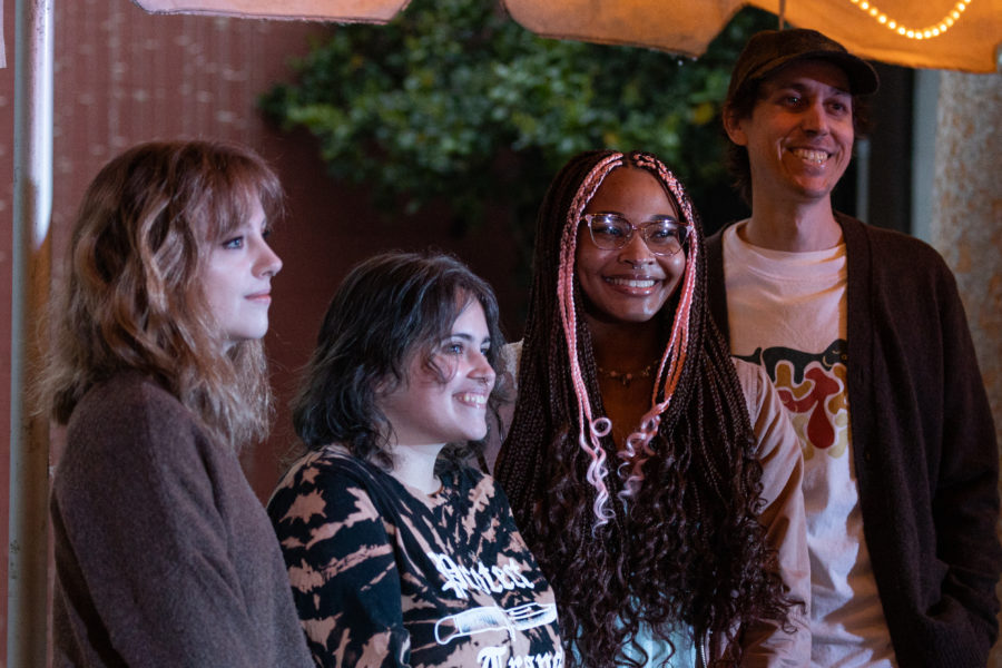 In order: Mialise Carney, sami h. tripp, Yamille Moss and James T. Morrison pose for a final picture at Rogue Festival in Tower District. (Carlos Rene Castro/ The Collegian)