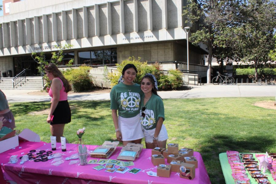 Regina Rivera (left) and Ally Barriga (right) are both student campus representatives for PINK Fresno State, and hosted a volunteer campus clean up event on April 16. 