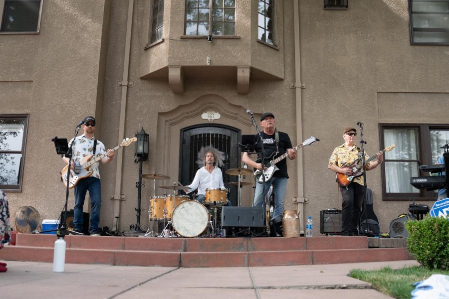 The Vince Warner band is locked in during its set at Porchfest. (Blake Wolf/The Collegian)