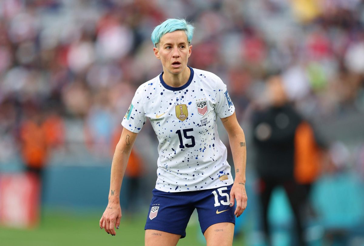 The United States Megan Rapinoe (15) on the field against Vietnam in a World Cup group match at Eden Park on Saturday, July 22, 2023, in Auckland, New Zealand. 