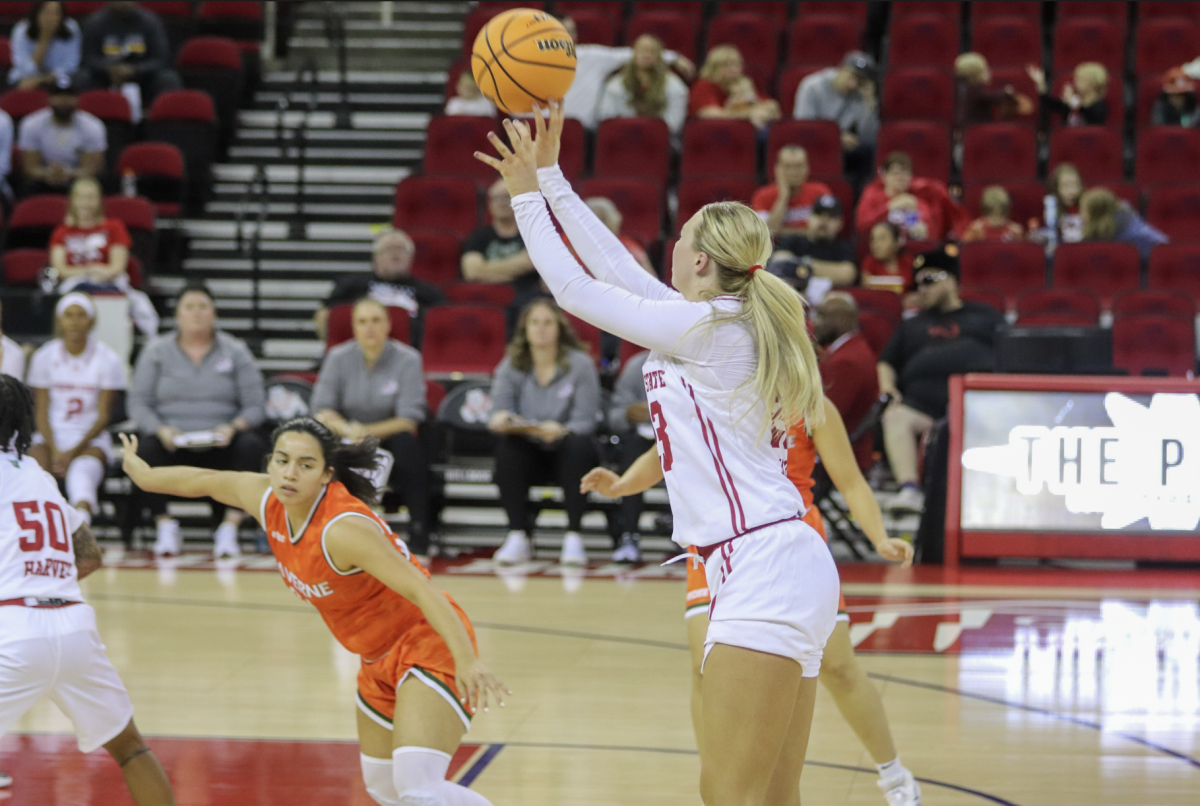 Mia Jacobs shoots a 3-pointer over the Leopards at the Save Mart Center on Oct. 27. 