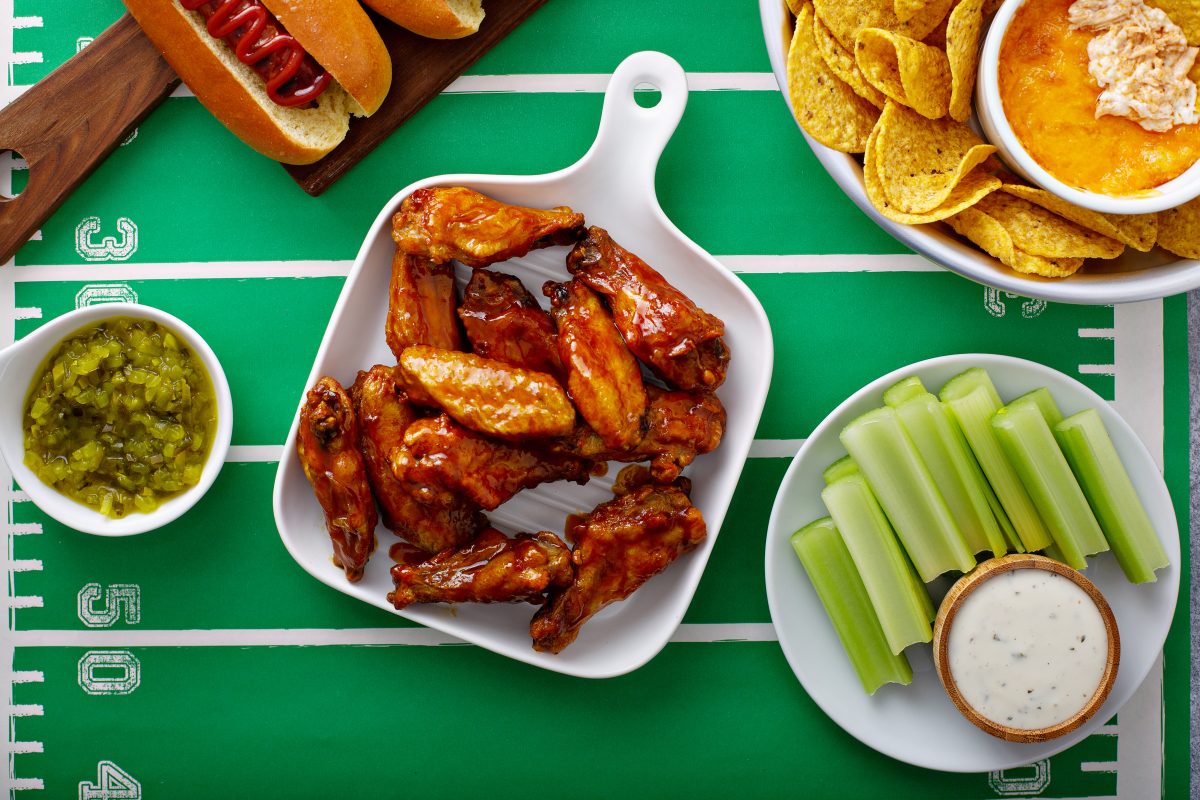 Hot wings, either baked or fried, are one staple food for the Super Bowl.