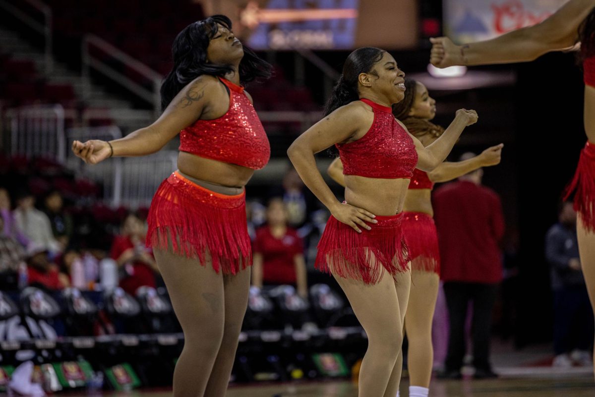 Imani Purvis (left) and Brianna Chambers (right) dance with passion evidently showing their emotions on their faces. They have a smile the whole time with the audience’s eyes on them during their performance. 