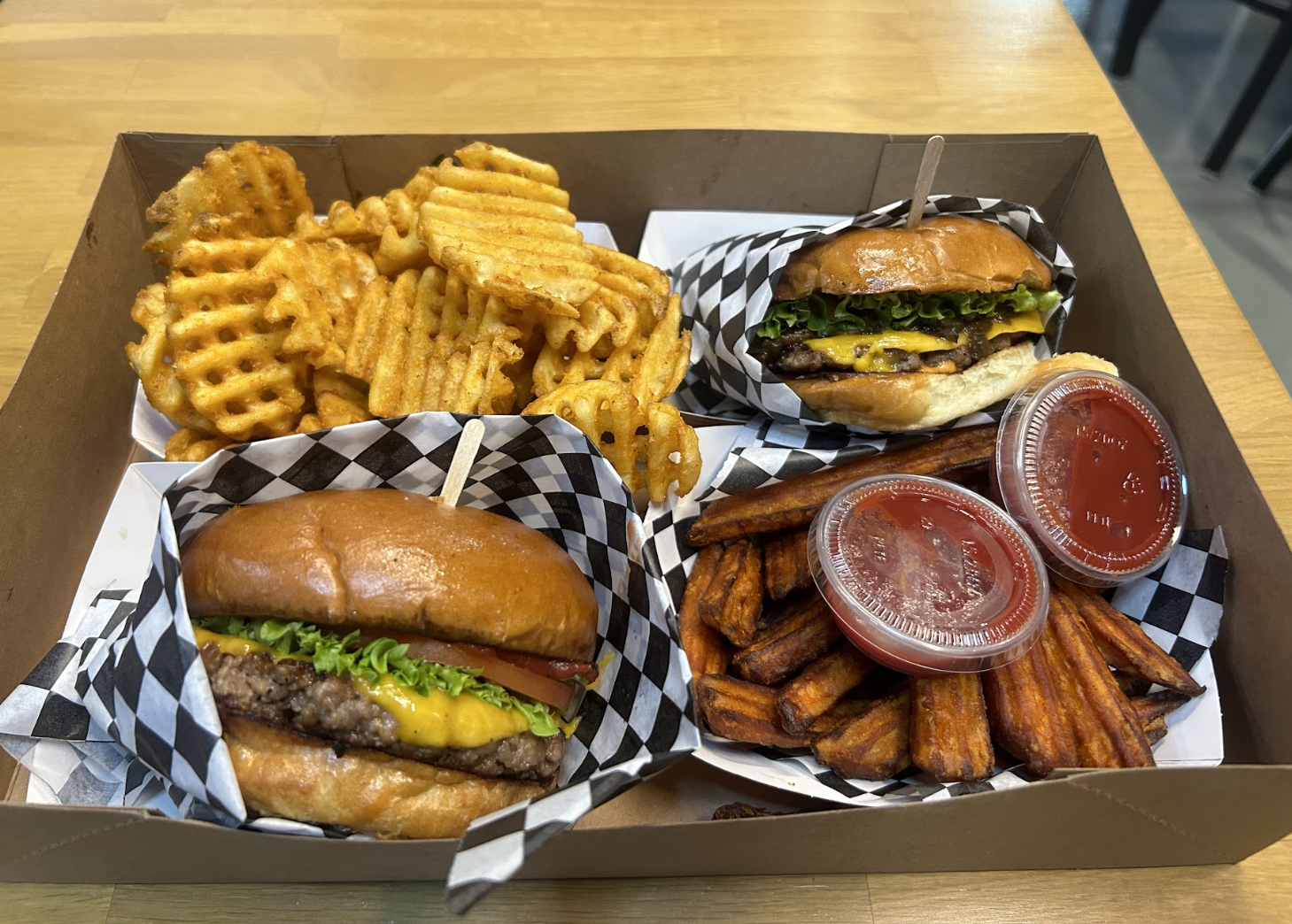 Planet Vegan offers a variety of vegan eats from burgers to fries with Beyond meat on top.