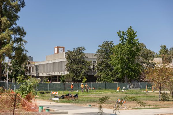 Construction by the Kennel Bookstore on Sept. 5, 2023. Many areas obstructed by construction on campus are being unveiled as CUPR project completion nears.