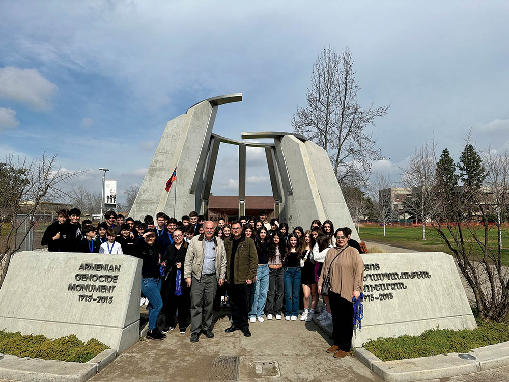 AGBU school 8th graders at the Genocide Monument.
