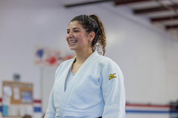 Fresno State Judo player Sara Beberian smiles at the Fresno Judo Club on April 17. 