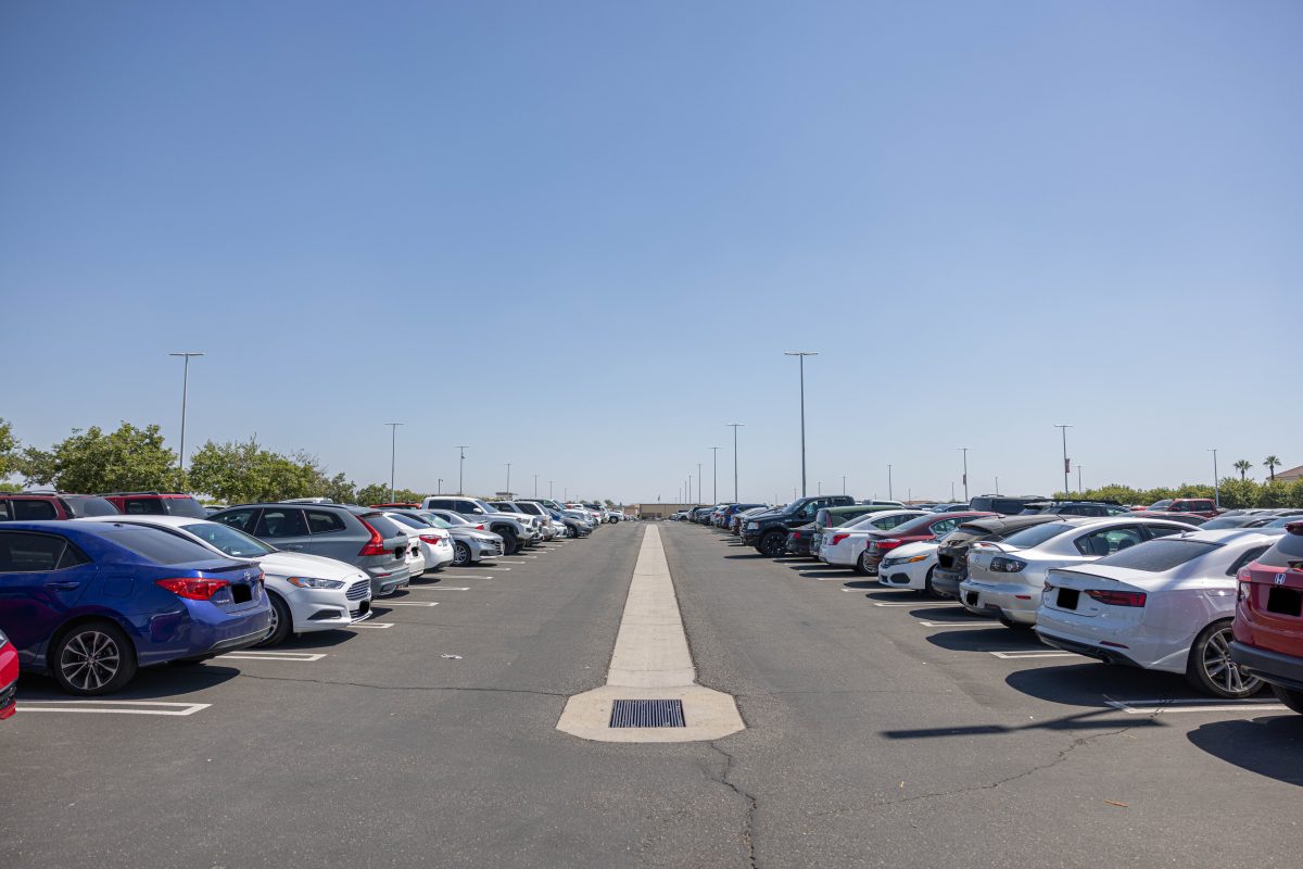 A parking lot near the Save Mart Center being used to provide more parking options for students. 