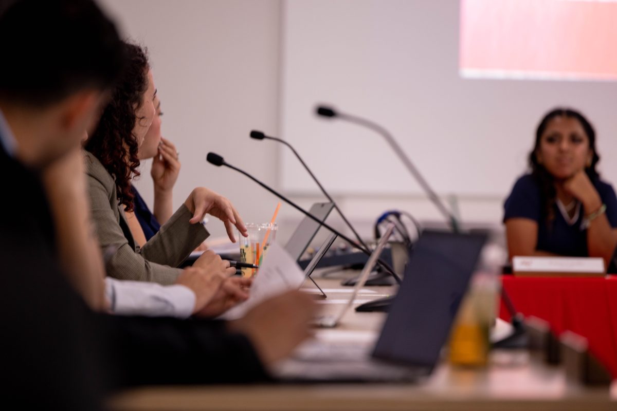 ASI senators pose questions to former ASI President Karen Carrillo at a senate meeting in Fall 2023.