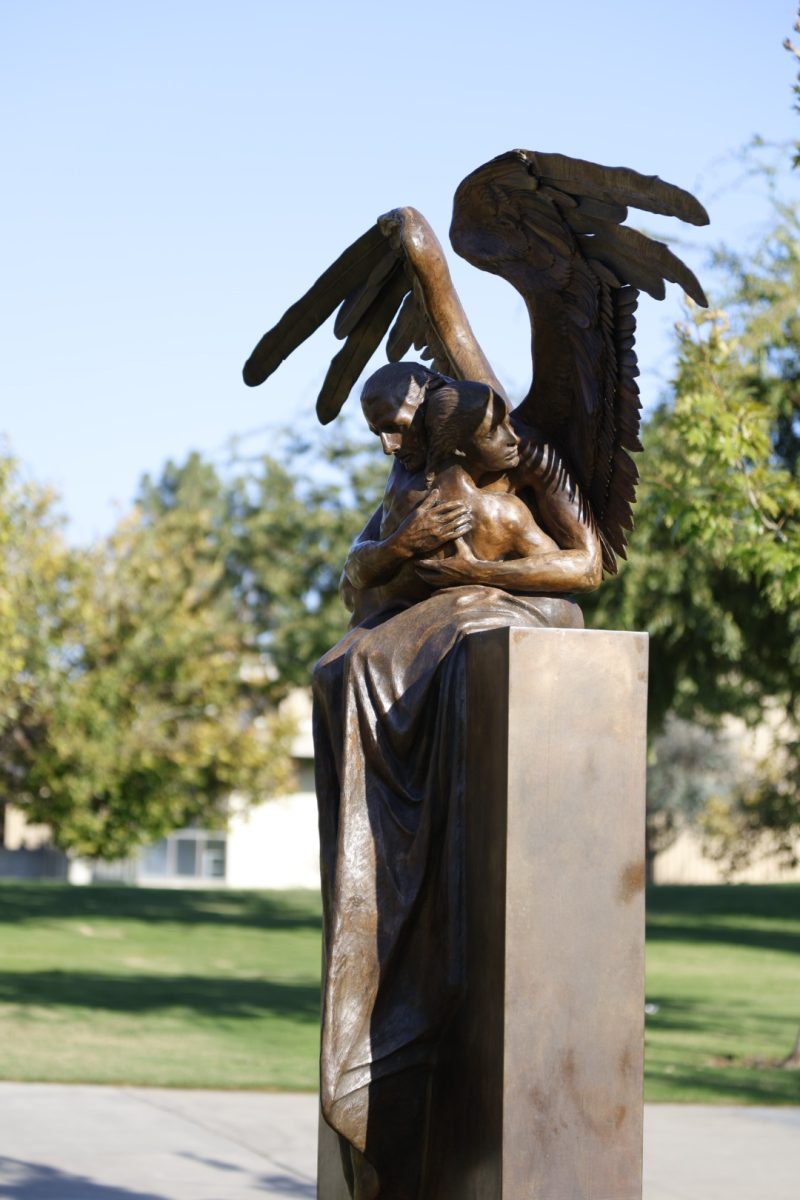 The Wings of the City statues are located at Fresno State's Maple Mall. The statues will remain on campus until August 2025.