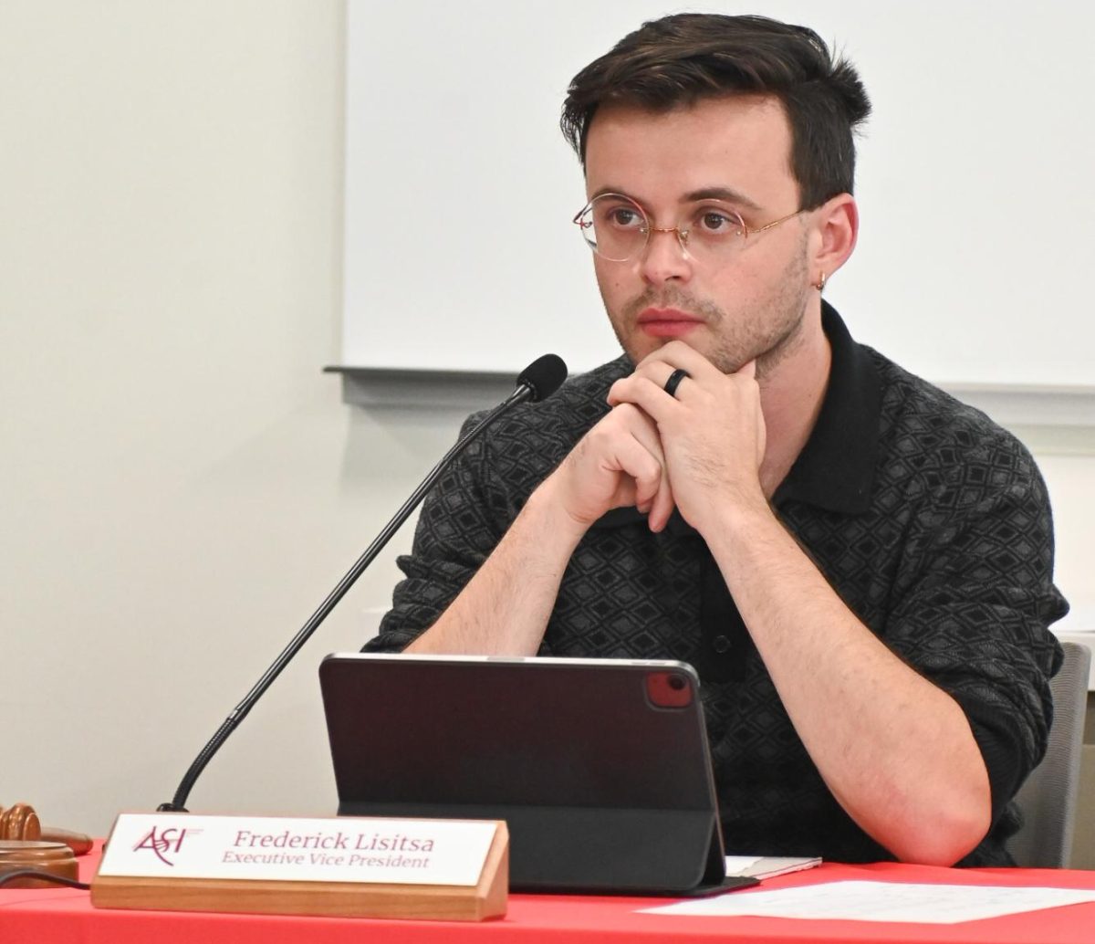 Executive Vice President Frederick Lisitsa observes during the Associated Students, Inc. meeting Wednesday, Sept. 26, where a memorandum supporting the president was unanimously approved.