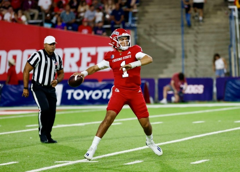 Mikey Keene steps back to throw against Washington State on Saturday, October 12, 2024, at Valley Children's Stadium. 