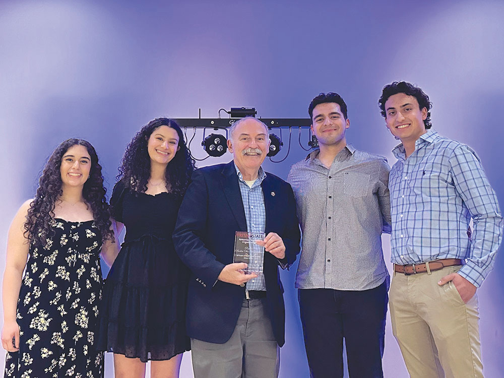 Left to right: Careen Derkalousdian, Karina Messerlian, Prof. Barlow Der Mugrdechian, Armand Karkazian, and Alec Karayan.