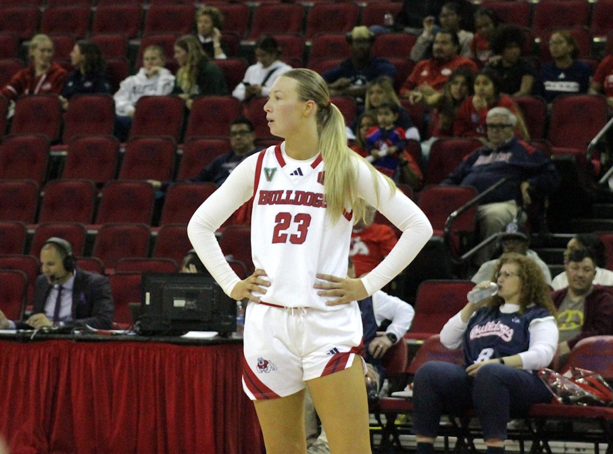 Mia Jacobs (23) led the way with 18 points and 10 rebounds in Fresno State's 72-46 victory over Fresno Pacific on November 4, 2024, at the Save Mart Center. 