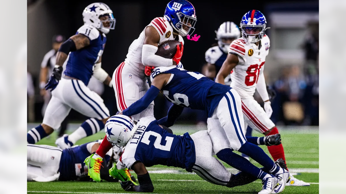 Dallas Cowboys cornerback DaRon Bland (26) making a tackle on Thursday, Nov. 28, 2024, at AT&T Stadium. 