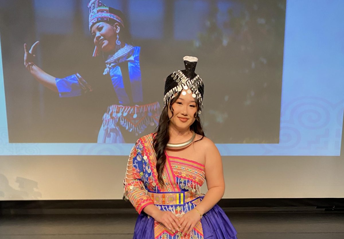 Daisy Thao, president of HmSA at the 2023 Fresno State Hmong New Year Celebration. Photo provided by Daisy Thao. 