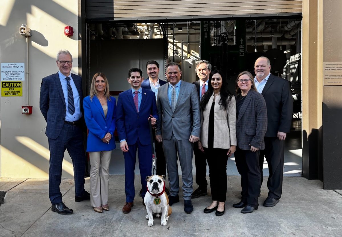 Fresno State administration and distinguished guests pose for a photo following the ribbon cutting signaling the completion of CUPR on Jan. 22. 