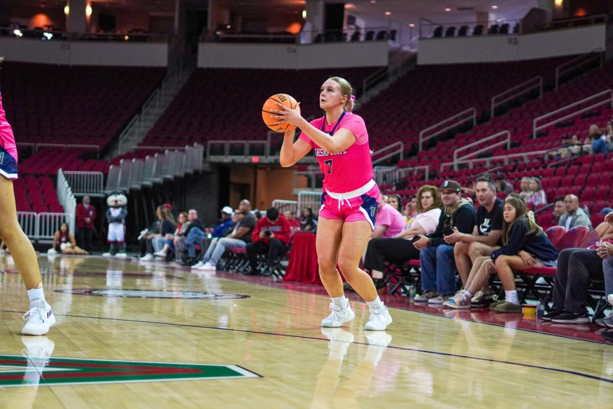 Fresno State guard Saga Ukkonen behind the three-point line against Air Force on Feb. 22 at the Save Mart Center.