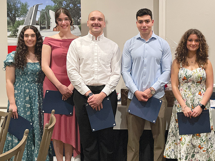 ASO officers were recognized at the Banquet. Left to right: Careen Derkalousdian, Ani Sargsyan, Jonathan Chardukian, Harutyun Amirkhanyan, and Sylvie Khatchikian.