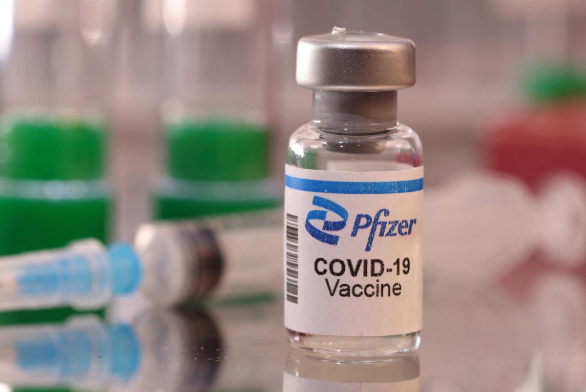 A vial labelled "Pfizer COVID-19 Vaccine" is seen in this illustration taken January 16, 2022. REUTERS/Dado Ruvic/Illustration